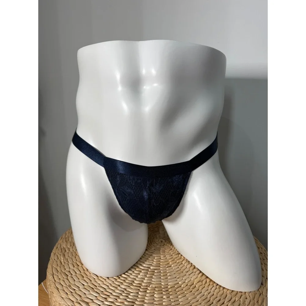 Cosabella Navy Blue Lace Italian Thong Sexy Sheer Underwear Size‎ XL new